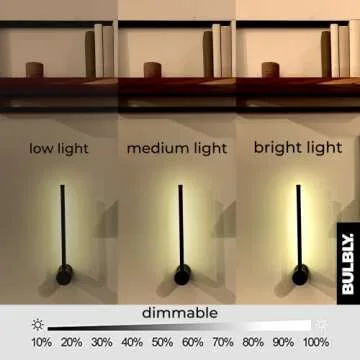 Bulbly Minimalist Modern Cordless Rechargeable Dimmable Lamp LED Lamp for Bedroom Decor, Living Room Decor, Bathroom Decor, Home Decor, Wall Decor (Wall Sconces) (Two Pack Black Color)