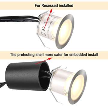 SMY Lighting Recessed LED Deck Light Kits with Protecting Shell φ32mm, In Ground Outdoor LED Landsc...