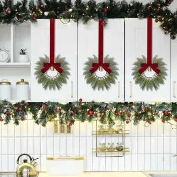 Small Christmas Cabinets Wreaths - 8 Pcs For Holiday Charm