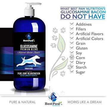 Best Paw Nutrition - Bacon Flavor Liquid Glucosamine for Dogs & Cats - Joint Supplement for Hip & Joint Pain Relief Pets Love - 32oz