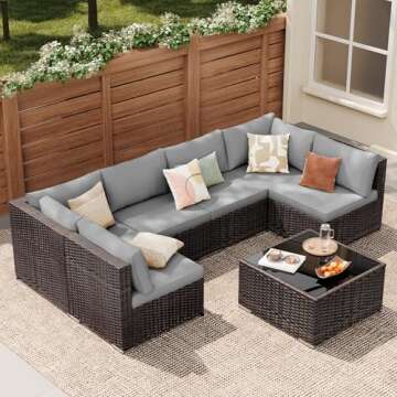 Qsun 7-Piece PE Rattan Outdoor Furniture Set