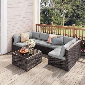Qsun 7-Piece PE Rattan Outdoor Furniture Set