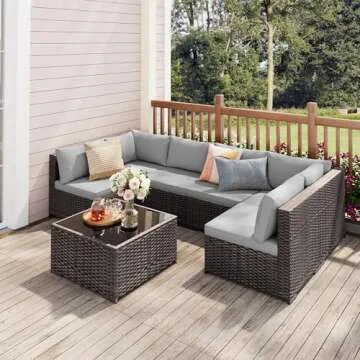 Qsun 7-Piece PE Rattan Outdoor Furniture Set