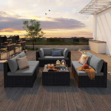 Qsun 7-Piece PE Rattan Outdoor Furniture Set