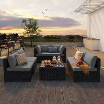 Qsun 7-Piece PE Rattan Outdoor Furniture Set