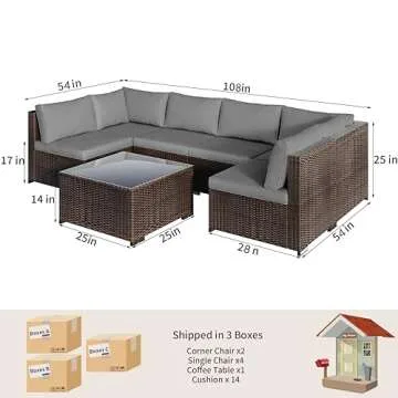 Qsun 7-Piece PE Rattan Outdoor Furniture Set