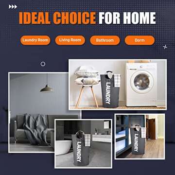 Caroeas XX-Large 115L Laundry Basket (7 Colors), Waterproof Laundry Hamper, Laundry Bag with Padded Handles, Clothes Hamper Stands Up Well, Collapsible Laundry Basket Easy Storage(Dark Grey)