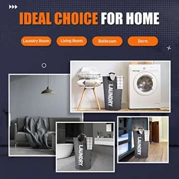 Caroeas XX-Large 115L Laundry Basket (7 Colors), Waterproof Laundry Hamper, Laundry Bag with Padded Handles, Clothes Hamper Stands Up Well, Collapsible Laundry Basket Easy Storage(Dark Grey)