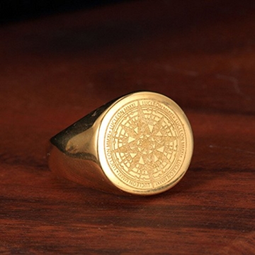 JAJAFOOK Vintage Compass Signet Ring for Men