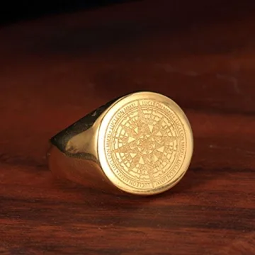 JAJAFOOK Vintage Compass Signet Ring for Men