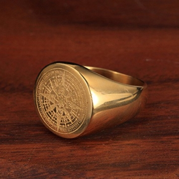 JAJAFOOK Vintage Compass Signet Ring for Men