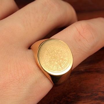 JAJAFOOK Vintage Compass Signet Ring for Men