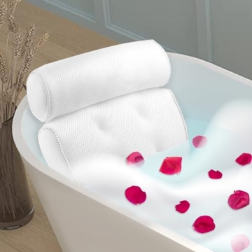 Luxury Bath Pillow for Tub - Non-Slip and Extra-Thick, Head, Neck, Shoulder and Back Support. Soft a...