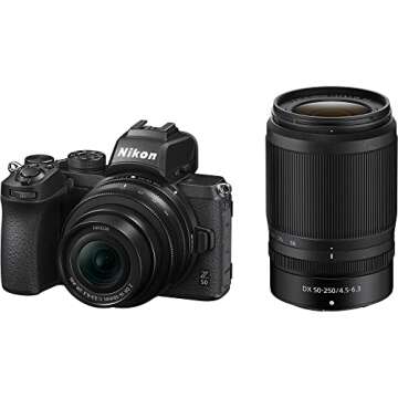 Nikon Z50 Compact Lightweight Mirrorless Camera with 16-50mm and 50-250mm Lenses + Soft Case + Extre...