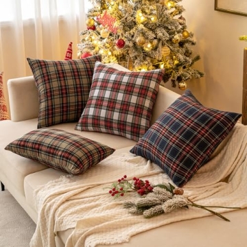 MIULEE Christmas Set of 2 Tartan Plaid Pillow Covers