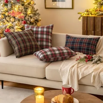 MIULEE Christmas Set of 2 Tartan Plaid Pillow Covers
