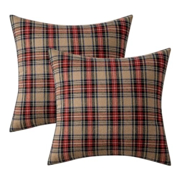 MIULEE Christmas Set of 2 Tartan Plaid Pillow Covers