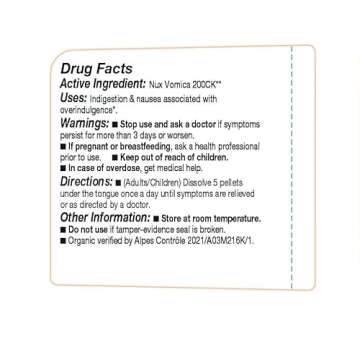 Ollois Nux Vomica 200ck Organic Homeopathic Digestive Relief