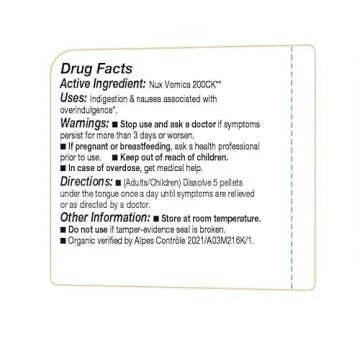 Ollois Nux Vomica 200ck Organic Homeopathic Digestive Relief