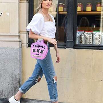 Fozehlad Novelty Tequila Crossbody Bag for Women Bottle Shaped Shoulder Handbags Elegant Evening Purse for Girls