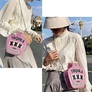 Fozehlad Novelty Tequila Crossbody Bag for Women Bottle Shaped Shoulder Handbags Elegant Evening Purse for Girls