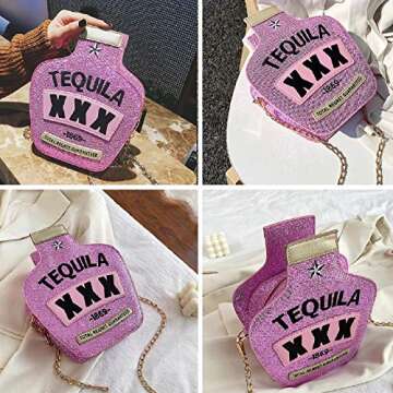 Fozehlad Novelty Tequila Crossbody Bag for Women Bottle Shaped Shoulder Handbags Elegant Evening Purse for Girls