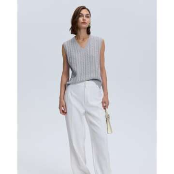 Vintage Loose V Neck Sleeveless Knit Sweater Vest