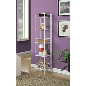 Convenience Concepts Xtra Storage Shelves - 5-Tier Folding Metal Storage Shelves, Closet Organizer f...