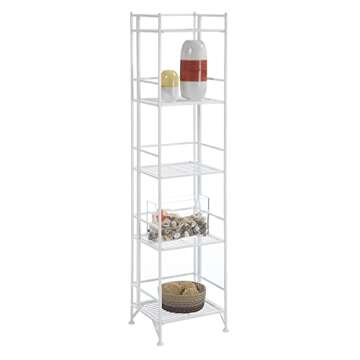 Convenience Concepts Xtra Storage Shelves - 5-Tier Folding Metal Storage Shelves, Closet Organizer for Office, Laundry Room, Bedroom, Garage, Kitchen, Bathroom, White