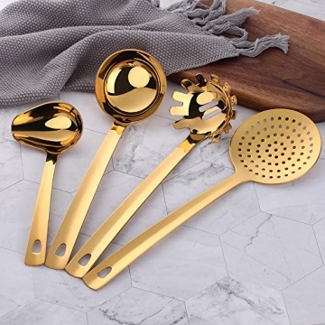 Elegant QIBOORUN Stainless Steel 8-Piece Utensil Set - Gold