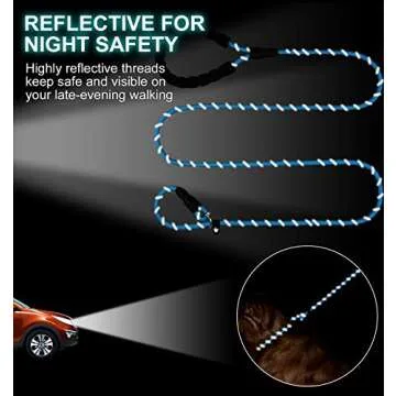 TagME Slip Leads for Dogs, 6 FT Heavy Duty Dog Leash with Padded Handle, Strong Rope No Pull Pet Training Leash for Medium Dogs,Blue