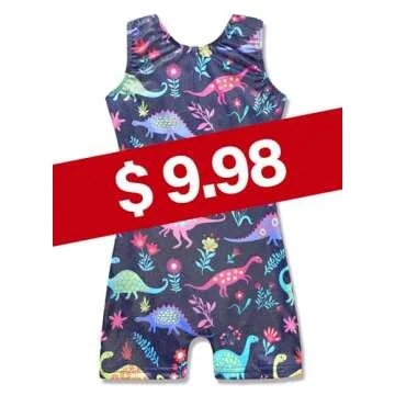 HOZIY Toddler Leotards for Girls Gymnastics 2t 1t 1-2t 12-18 18-24 Months Baby Girls Rainbow Colorful Multicolored Dinosaur Cartoon Biketard Sparkly