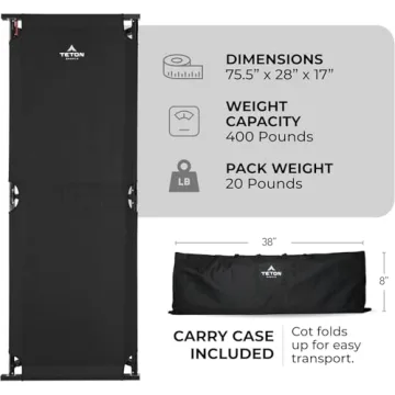Teton Sports XXL Camping Cot - The Ultimate Comfort for Outdoors