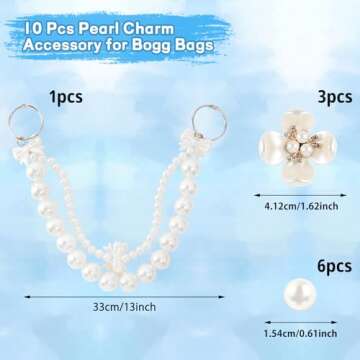 ROPCIA Charms for Bogg Bag,Pearls Bow and Flowers for Bogg Bag Accessories Charms Compatible with Simply Southern Beach Bag Tote,Insert for Beach Tote Bag (10 Pcs)