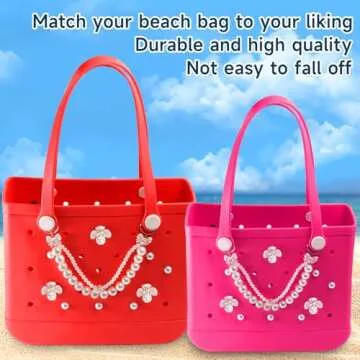 ROPCIA Charms for Bogg Bag,Pearls Bow and Flowers for Bogg Bag Accessories Charms Compatible with Simply Southern Beach Bag Tote,Insert for Beach Tote Bag (10 Pcs)