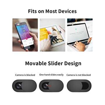Webcam Cover, Camera Cover Slide, Laptop Camera Cover Slide, Smartphone Webcam Sticker,Camera Blocker Protect Privacy Perfect Laptop Camera Cover for Phone, Tablet, Laptop 6 Pack (3 Black+3 White)