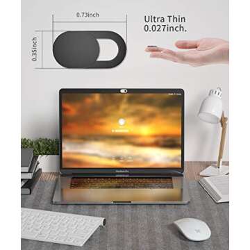 Webcam Cover, Camera Cover Slide, Laptop Camera Cover Slide, Smartphone Webcam Sticker,Camera Blocker Protect Privacy Perfect Laptop Camera Cover for Phone, Tablet, Laptop 6 Pack (3 Black+3 White)