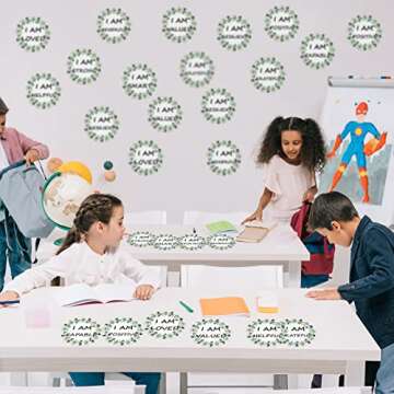 40 Pcs Positive Sayings Accents Motivational Classroom Decor Boho Growth Mindset Classroom Bulletin Board Decorations Inspirational Classroom Cutouts for Bulletin Boards, 6 Inches (Boho Plant)