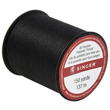 Singer 60110All Purpose Polyester Thread, 150 Yards, Black