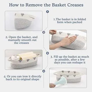 Luxspire Toilet Paper Basket, Boho Bathroom Basket Handmade Cotton Rope Woven Basket Toilet Paper Storage Bins Small Basket with Handle for Bedroom Nursery Bathroom, 13.4" x 6", White + Gray