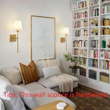 Wall Sconces Sets of 2, White Fabric Shades Wall Sconces, Hardwired Retro Industrial Wall Lamps, Bathroom Vanity Sconces Wall Lighting, Wall Mounted Lamps for Bedroom Living Room Kitchen Mirror