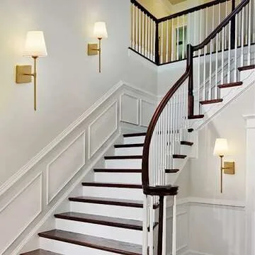 Wall Sconces Sets of 2, White Fabric Shades Wall Sconces, Hardwired Retro Industrial Wall Lamps, Bathroom Vanity Sconces Wall Lighting, Wall Mounted Lamps for Bedroom Living Room Kitchen Mirror