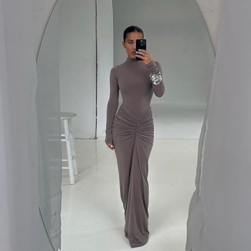 Elegant Women’s Sexy Maxi Dress with Long Sleeves