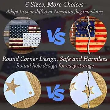 WISYOK American Flag 50 Star Stencil Templates Set