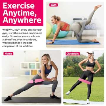 WALITO Resistance Bands for Legs and Butt, Fabric Exercise Loop Bands Yoga, Pilates, Rehab, Fitness and Home Workout, Strength Bands for Booty