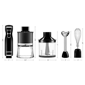 Chefman Electric Spiralizer & Immersion Blender/Vegetable Slicer 6-in-1 Food Prep Combo Kit, Includes 3 Spiralizing Blade Attachments, Zoodle Maker; Grate, Ribbon, Spiral, Blend, Chop, and Puree