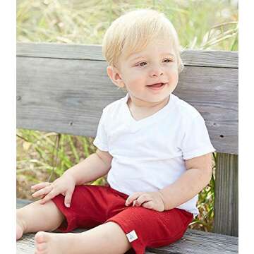 Burt's Bees Baby Boys Short Sleeve V-neck T-Shirts - Organic Cotton Tee Set