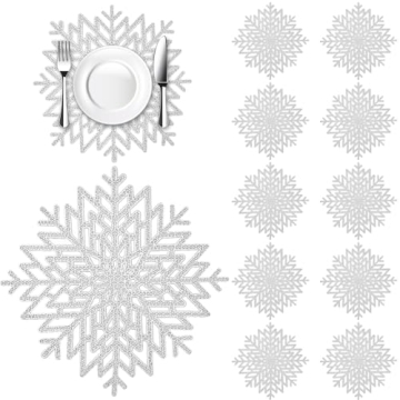 12Pcs Snowflake Placemats Elegant Holiday Table Decor