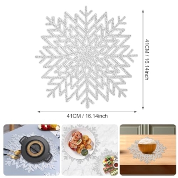 12Pcs Snowflake Placemats Elegant Holiday Table Decor