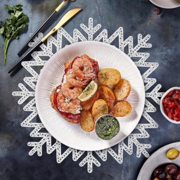 12Pcs Snowflake Placemats Elegant Holiday Table Decor